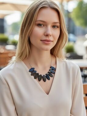 Black Petal Statement Necklace - Women Jewelry